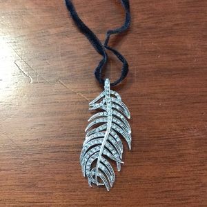 Feather Pendant on Velvet Chain